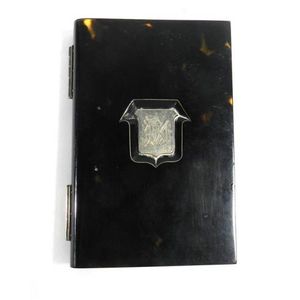 A Victorian tortoise shell, ivory & sterling silver notebook,…