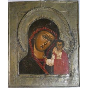 19th century Russian icon Virgin of Kazan well painted on wood…