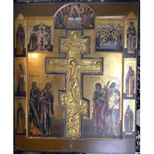 Large 19th century Russian icon with removable large ornate…