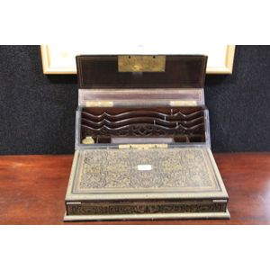 An impressive French ebonised and brass inlay desk companion…