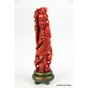 A deep red coral figure of the deity Shoushing, the deity&hellip;