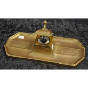 Early WMF brass inkwell & pen stand including brass lidded…