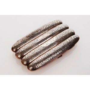Edward VII sterling silver cigar case, mark of Birmingham, 1940,…