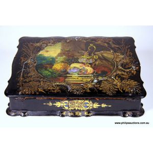 A Victorian papier mache lady's writing slope, mid 19th century,…