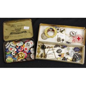 Collection of vintage pins & badges including enamel car pins,…