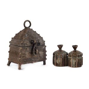 An Indian bronze betel nut belt box and a Malaysian betel nut…