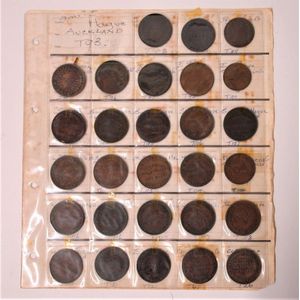 28 New Zealand 19th century Tradesmen's tokens, includes James…
