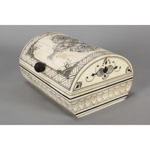 Indian Vizagapatam marine ivory box and cover, of rectangular…
