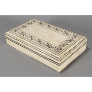 Indian Vizagapatam marine ivory box and cover, of slender…