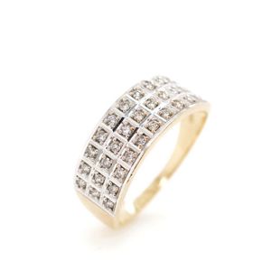 9ct Gold Diamond Ring with 30 Round Diamonds - Rings - Jewellery