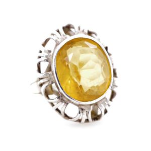 Large handmade citrine and silver ring size O