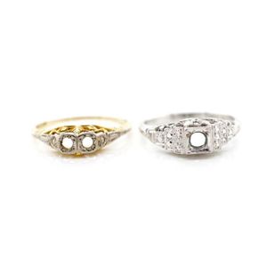 Art Deco platinum and a 18ct yellow gold ring both without&hellip;