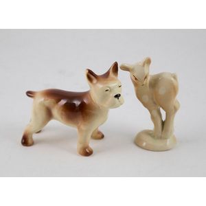 Crown Lynn two models of bulldog & fawn, brown gloss glazes,… - Crown Lynn  - Ceramics
