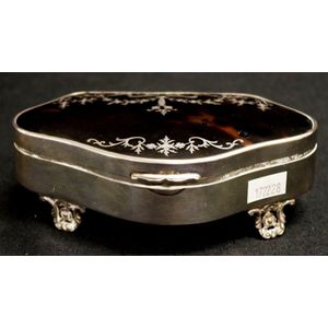 George V silver & tortoiseshell jewellery casket Birmingham…