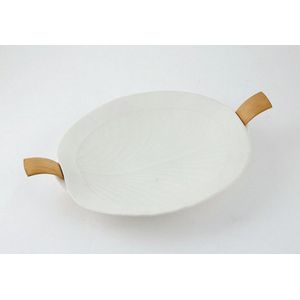 Chris Weaver platter, white glazed ceramic with wooden insert&hellip;