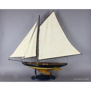 A decorative pond yacht on stand, 20th century, replicating a…