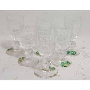 A set of six Waterford Crystal liqueur glasses. 8.5 cm