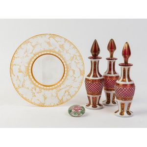 A small collection of etched and gilded glassware, 19th century…