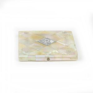 A Victorian mother-of-pearl and silver card case, with…