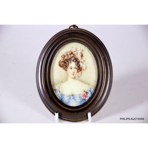 An antique portrait miniature of a woman early 20th century,…