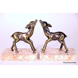A pair of Art Deco fawn book ends, circa 1920s an opposite pair…