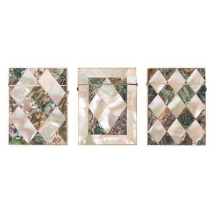 Three mother of pearl and papua shell card cases, 19th century,…