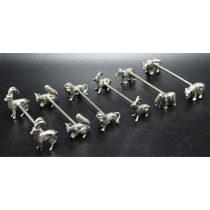 Set of six WMF silver plate knife rests, with various animals…