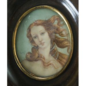 Miniature portrait on ivory after Botticelli's Venus.…