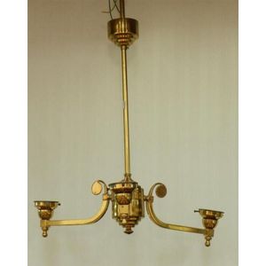 A brass three branch chandelier, height 53 cm