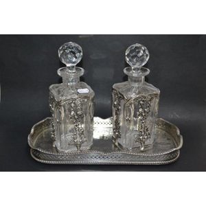 Whitehill ornate pair of decanters with floral swags and bows…