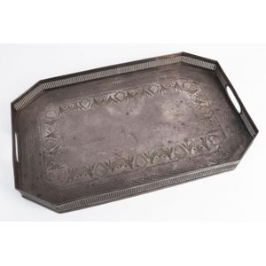 An antique English silver plated serving tray, late 19th…