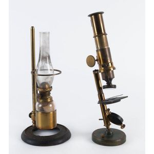 A brass microscope with all fittings intact, 19th century, 30…