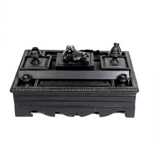 An Anglo-Indian ebony desk standish, drawer to the front, the…