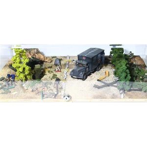 A scale model diorama of World War I scene in Perspex display…