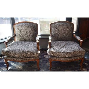 Pair Of French Provincial Louis XV Style Fauteuils Armchair Floral