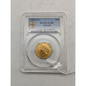 1870 Sydney mint full gold sovereign, cased and graded AU58…
