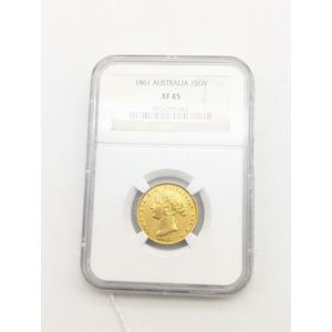 1861 Sydney mint gold sovereign, cased and graded full…