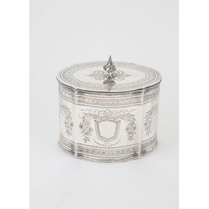 Victorian sterling silver tea caddy oval shape with quatrefoil…