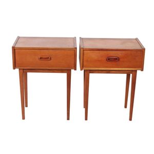 Pair of bedside tables by Parker C1960s teak single drawer…