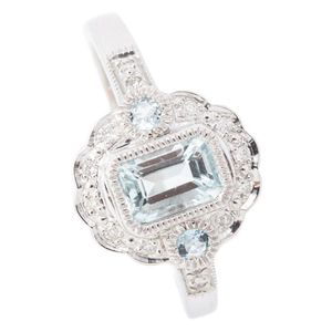 A Belle Epoch style aquamarine and diamond ring, featuring an…