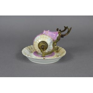 Antique French porcelain escargot inkwell, 10 cm high, 12 cm…