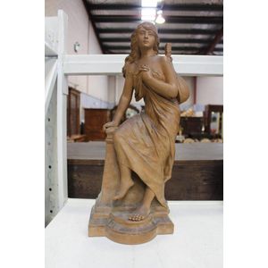 Antique French terracotta figure of a young lady with a…