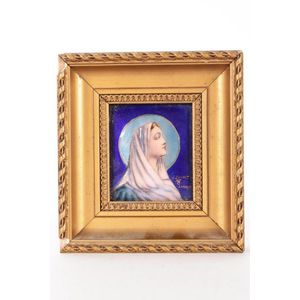 Lovely Limoge enamel plaque, of rectangular form, decorated…