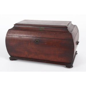 Victorian tea caddy, of rectangular baluster form, opening to…