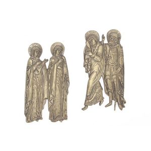 Pair of Russian cast bronze religious plaques, each plaque…