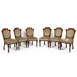 A fine set of six antique English carved walnut dining chairs&hellip;