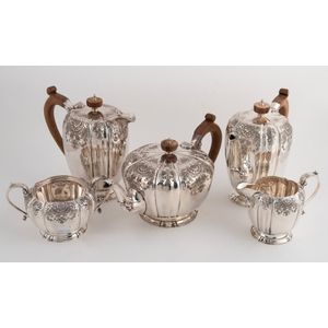 Sterling Silver Tea and Coffee Set with Carved Handles - Tea & Coffee ...