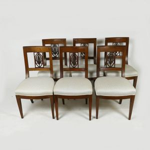 A set of six 19th century French walnut bar-back dining chairs&hellip;