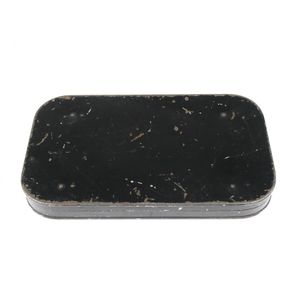 A c.1882-1884 Malloch black japanned fly box, ivorine clip…
