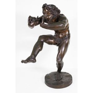 Eugene Le Quesne (1815-1887). Faun patinated bronze figure,…